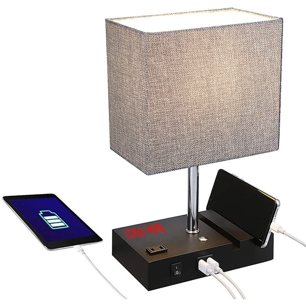 Dimmable Table Lamp With Usb Ports And Outlet