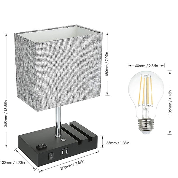 Dimmable Table Lamp With Usb Ports And Outlet