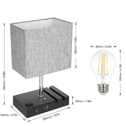 Dimmable Table Lamp With Usb Ports And Outlet