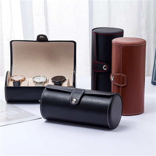 Pu Leather Travel Watch Roll Organizer Display Case