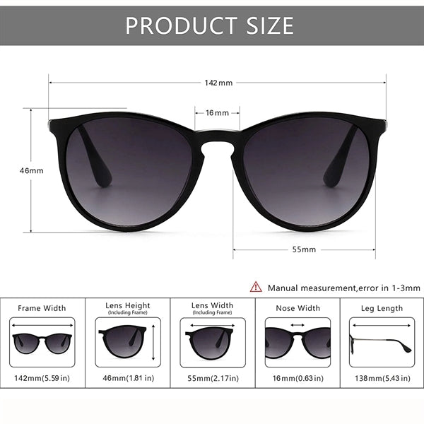Vintage Round Sunglasses with Case