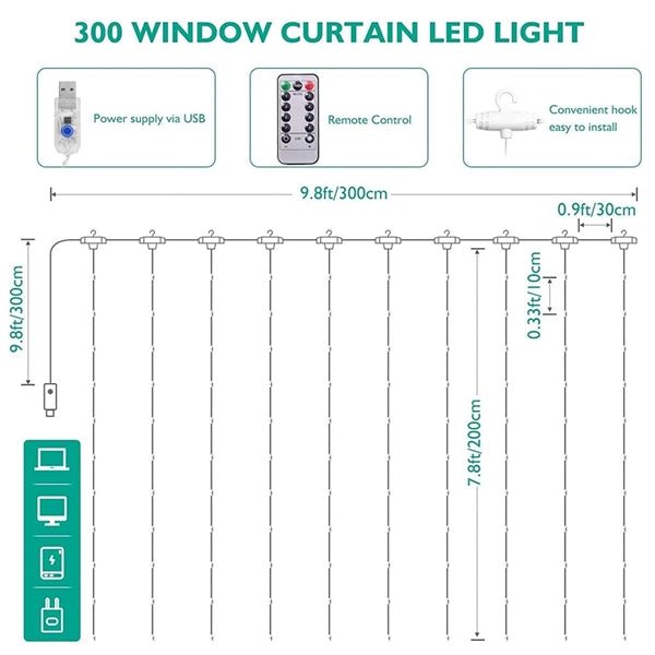 Window Curtain String Light