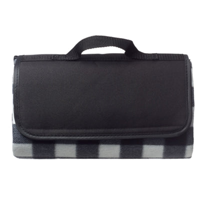 Picnic Blanket w/ Grid Pattern Design & Woven Handle Roll Up