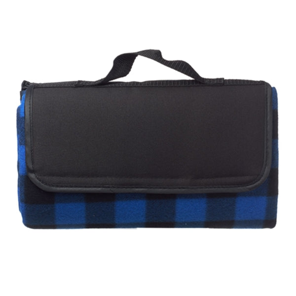 Picnic Blanket w/ Grid Pattern Design & Woven Handle Roll Up