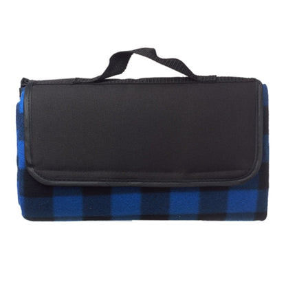 Picnic Blanket w/ Grid Pattern Design & Woven Handle Roll Up
