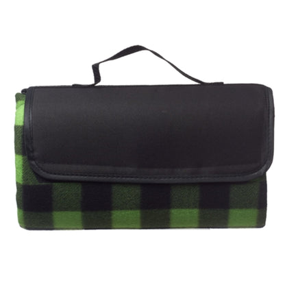 Picnic Blanket w/ Grid Pattern Design & Woven Handle Roll Up
