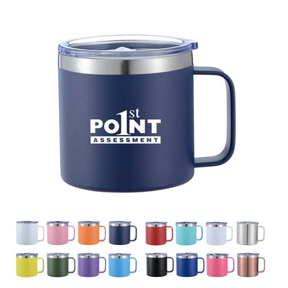 14Oz Stainless Steel Vacuum Camping Mug With Handle