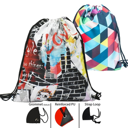 210D Fully Sublimated Cinch Up Drawstring Bag 15"x18"