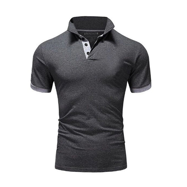 Men's Solid Slim Fit Short Sleeve Buttoned Polo Shirt