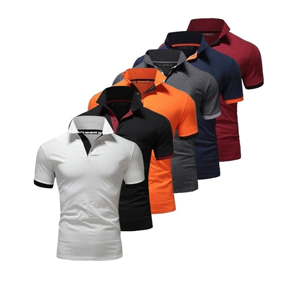 Men's Solid Slim Fit Short Sleeve Buttoned Polo Shirt