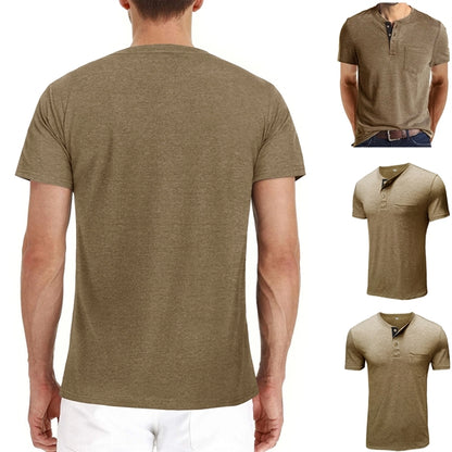 Men'S T-Shirt Short Sleeve Henley Shirt