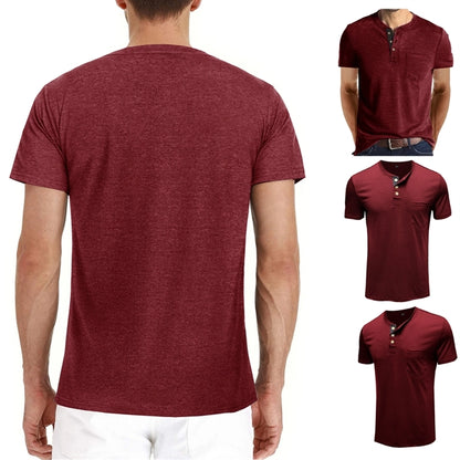 Men'S T-Shirt Short Sleeve Henley Shirt