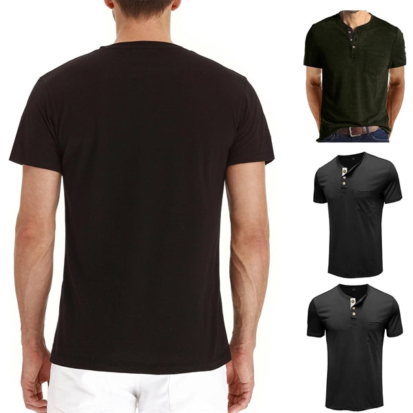 Men'S T-Shirt Short Sleeve Henley Shirt