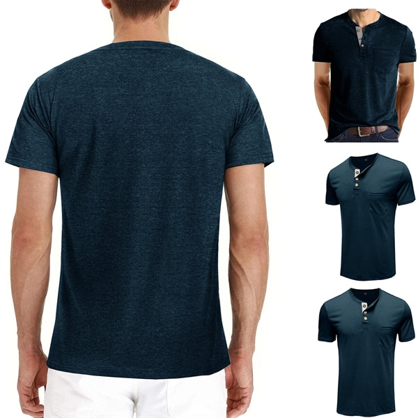 Men'S T-Shirt Short Sleeve Henley Shirt