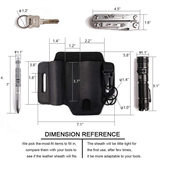 Multitool Sheath Belt Edc Pocket Organizer Leather Pouch