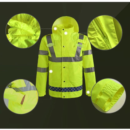 Safety Rain Jacket With Down Waterproof Reflective High Vis