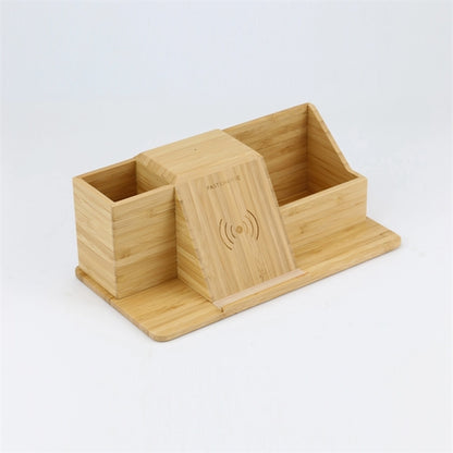 Bamboo Wireless Charger With Table Organizer