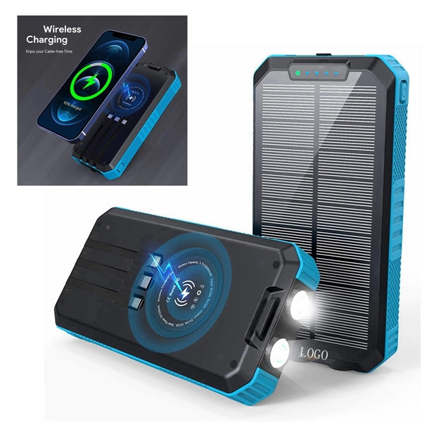 Solar Charger 30000mAh Power Bank Wireless Portable