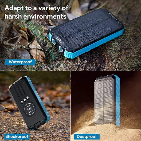 Solar Charger 30000mAh Power Bank Wireless Portable