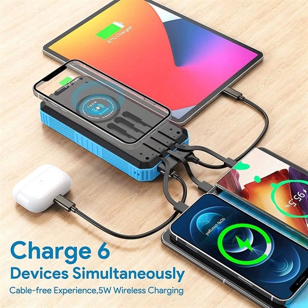 Solar Charger 30000mAh Power Bank Wireless Portable