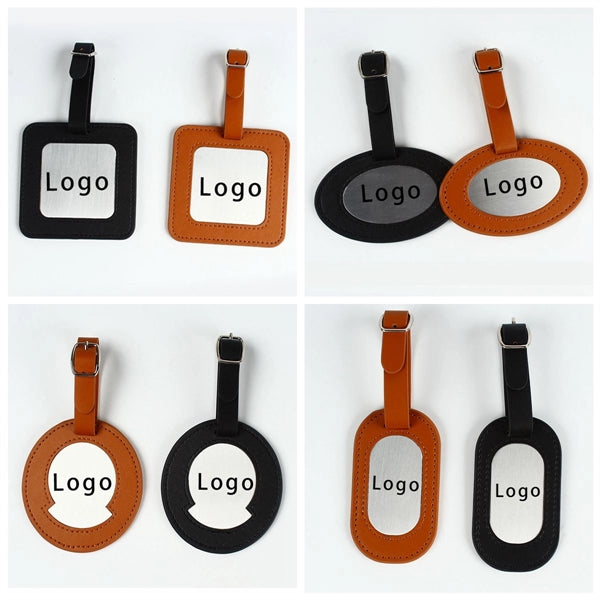 Round Leather Golf Luggage Tag Suitcase Travel Id Label