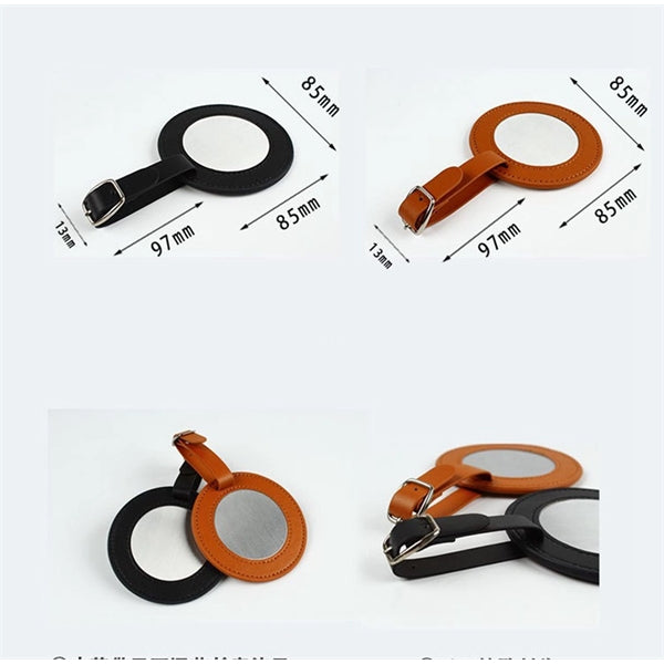 Round Leather Golf Luggage Tag Suitcase Travel Id Label