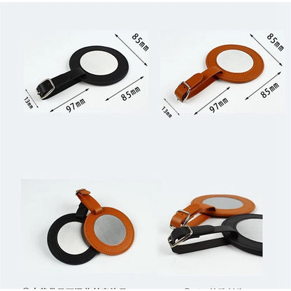 Round Leather Golf Luggage Tag Suitcase Travel Id Label