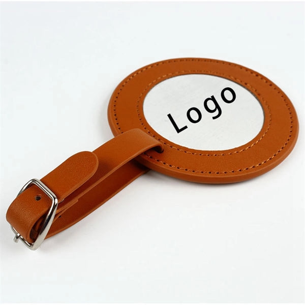 Round Leather Golf Luggage Tag Suitcase Travel Id Label