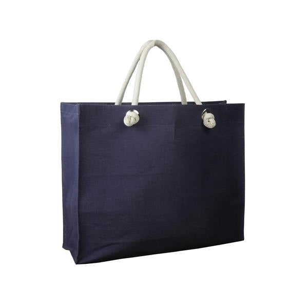 Tote bag with Jute/Cotton Blended Fabric & Large Grommets