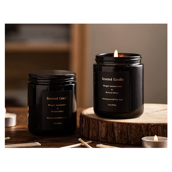 Aromatherapy Candle In Black Glass Jar
