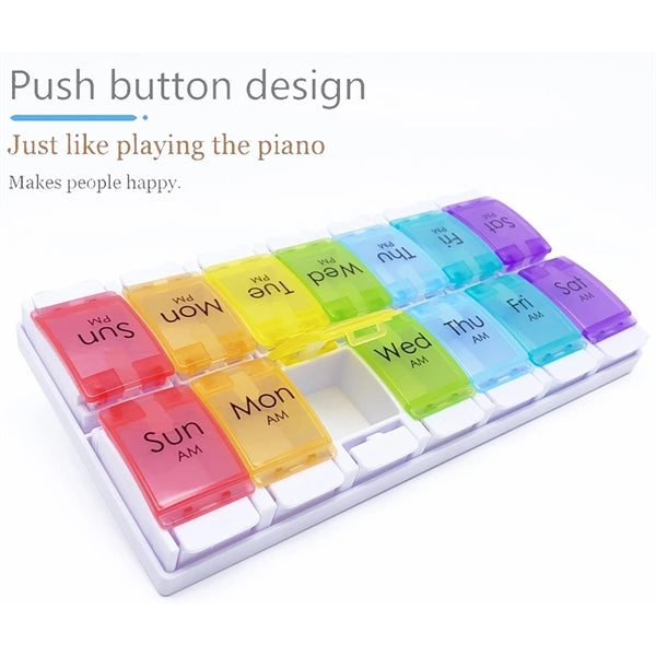 Rainbow Morning And Evening Pill Case 14 Dividers