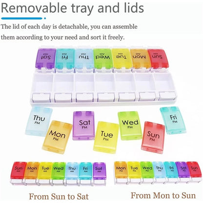 Rainbow Morning And Evening Pill Case 14 Dividers