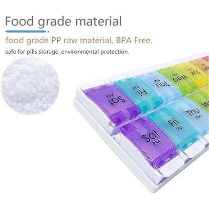 Rainbow Morning And Evening Pill Case 14 Dividers