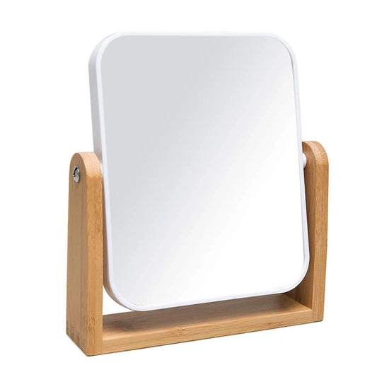 Makeup Mirror With Natural Bamboo Stand