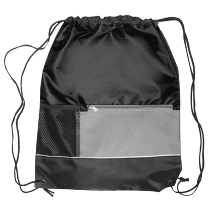 Tri Color Front Pocket Drawstring Backpacks w/ Custom logo