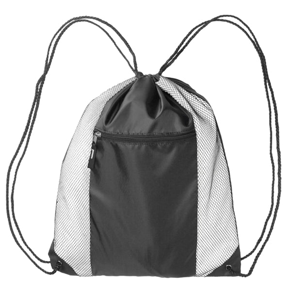 Two Color Front Zipper Pocket Drawstring Bag (18.5"x14.75")