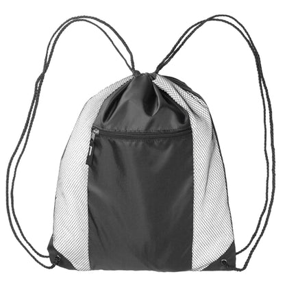 Two Color Front Zipper Pocket Drawstring Bag (18.5"x14.75")