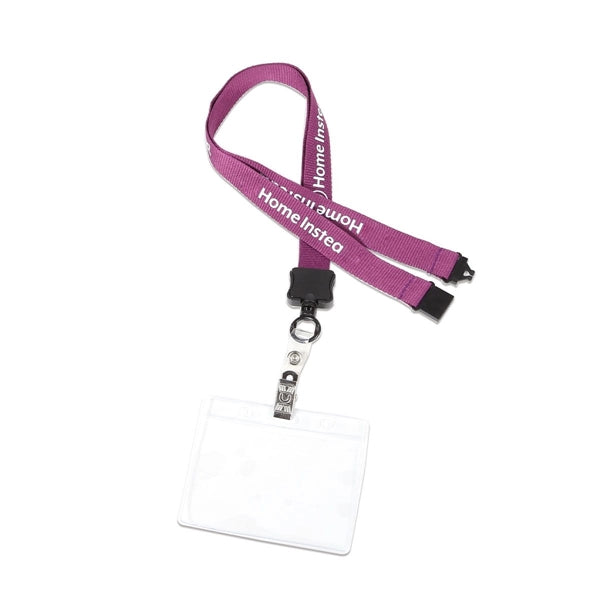 Custom 3/4" Lanyard w/ Plastic Chamshell & Clear Vinyl Stra