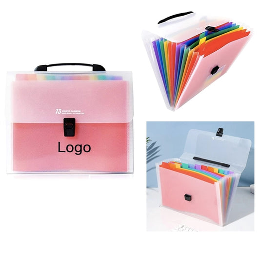 13 Pockets Rainbow Expanding File Folder With Handle
