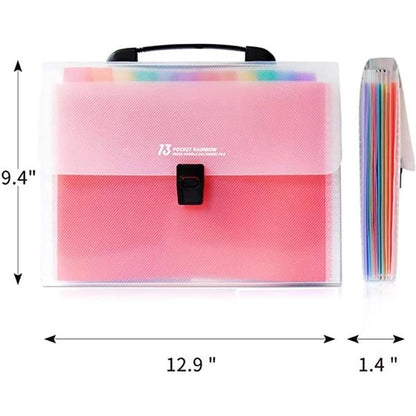 13 Pockets Rainbow Expanding File Folder With Handle