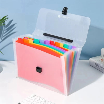 13 Pockets Rainbow Expanding File Folder With Handle