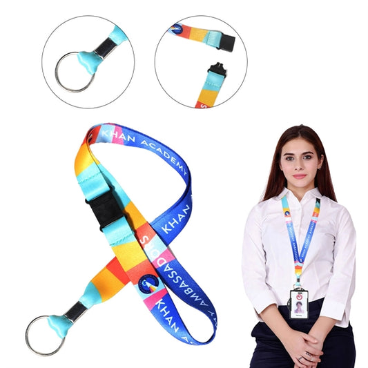 Custom 3/4" Lanyard w/ Metal Split Ring & Safety Breakaway