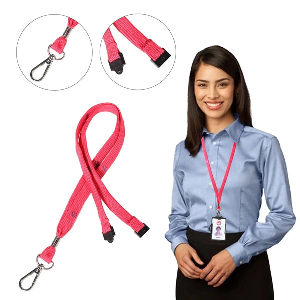 Custom 3/8" Tubular Lanyard w/ Metal Crimp & Safety Breakawa
