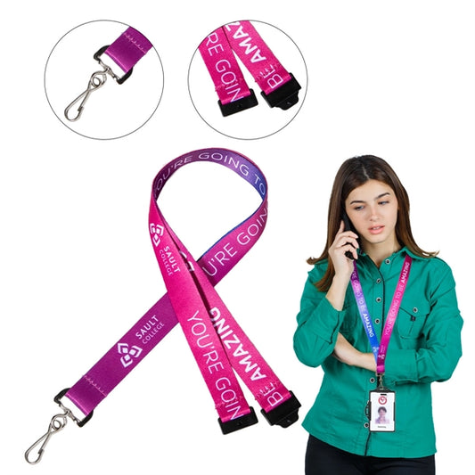 Custom 3/4" Two-color Lanyard w/ Swivel J Hook & Buckle Rele