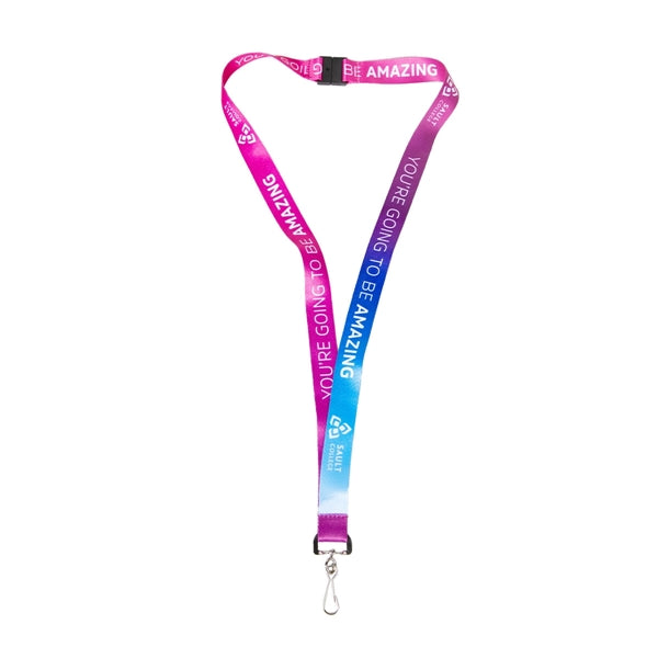 Custom 3/4" Two-color Lanyard w/ Swivel J Hook & Buckle Rele