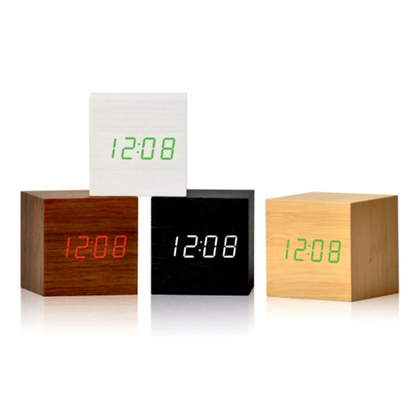 Digital Wooden Cube Alarm Clock