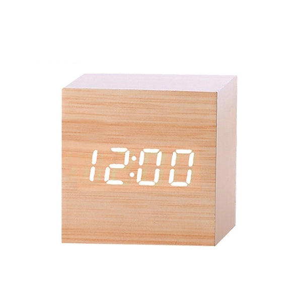 Digital Wooden Cube Alarm Clock