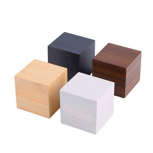 Digital Wooden Cube Alarm Clock