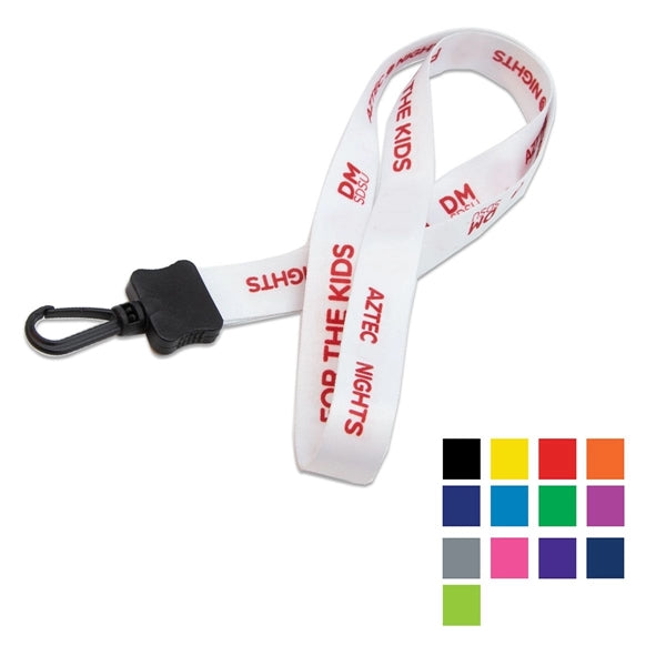3/4" Smooth Polyester Lanyard w/ Plastic Clamshell & Swivel