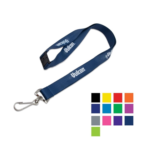 Custom 3/4" Polyester Lanyard w/ Swivel J Hook & Safety Brea